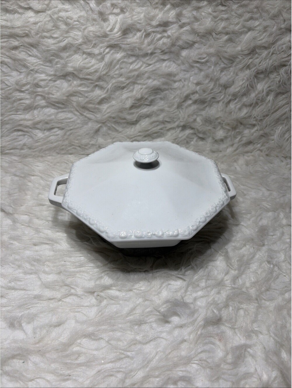 Beautiful Antique Eight Sided Serving Bowl With Lid, Rosenthal Maria White